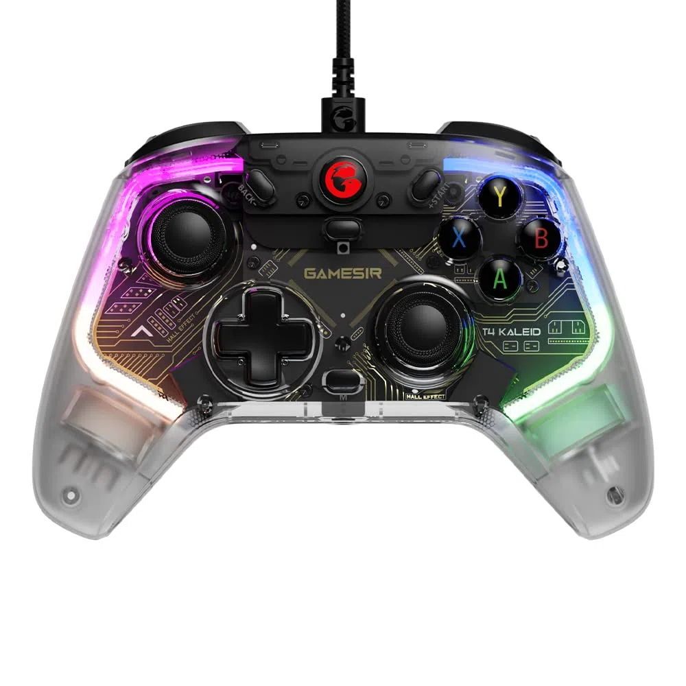 GameSir T4 Kaleid Transparent PC Controller, Controller di Gioco Cablato per PC/Switch/Android TV Box, Joystick Gamepad Plug and Play con Stick a Effetto Hall/Trigger Analogici, Jack Audio da 3,5 mm