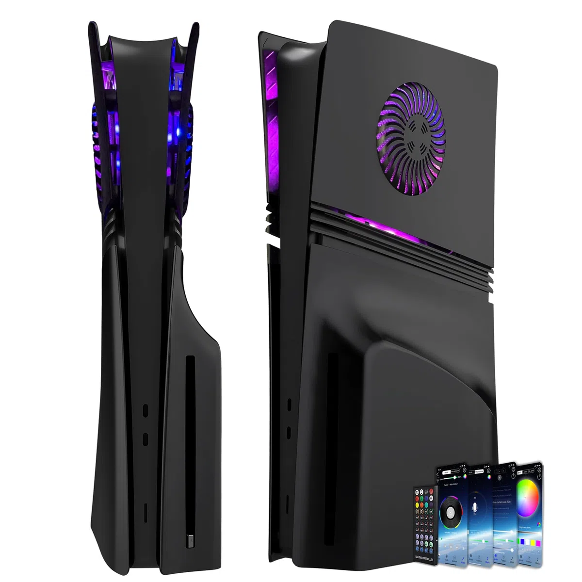Faceplate DOBEWINGDELOU con RGB Luce e Filtro Antipolvere Apri di Raffreddamento Illuminazione LED 400+ Effetti Konsole Abbattimento DIY Decorazione Kit Nero