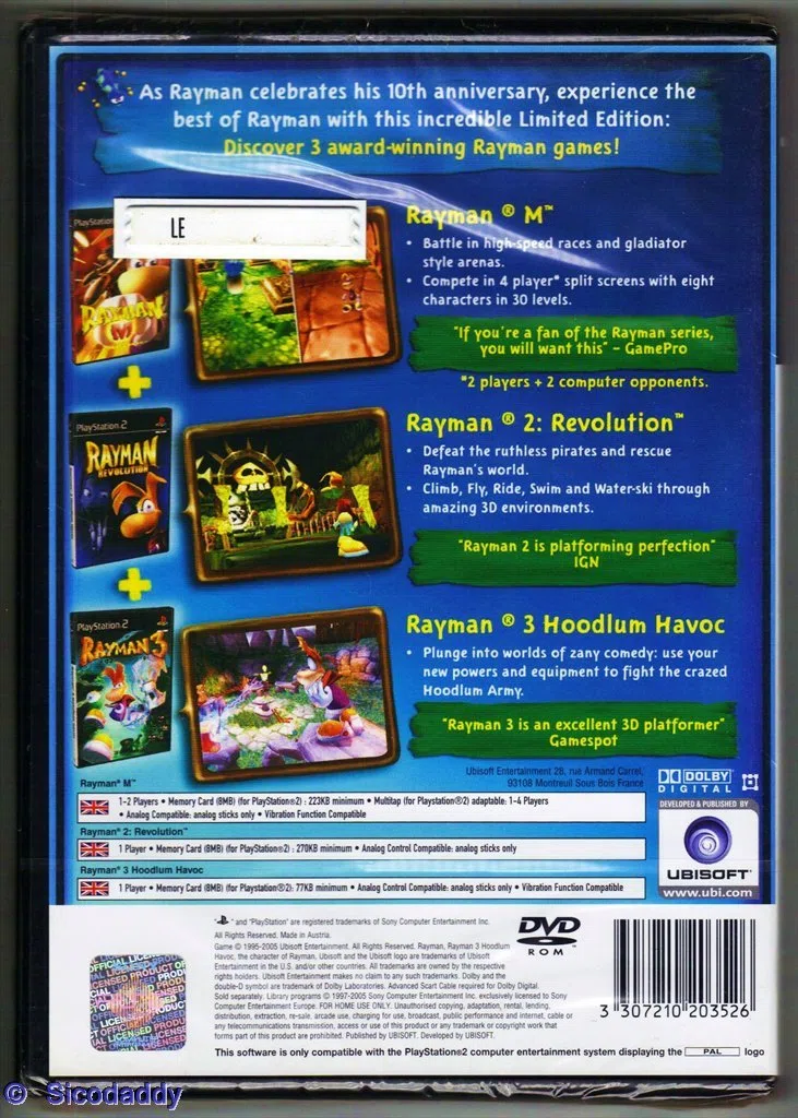 Rayman 10th Anniversary Compilation Pack PS2 PlayStation2 Ubisoft 2005