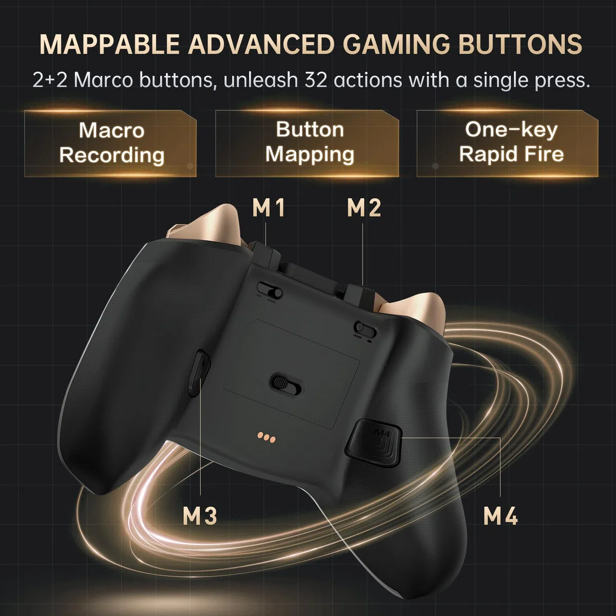 Machenike G5Pro V2 PC Controller Wireless, per PC/Switch/Android/Smartphone, Grilletto Ottico-Microswitch, Controller Gaming Bluetooth, Dock di ricarica RGB Sync, Joystick Intercambiabili (Oro-grigio)