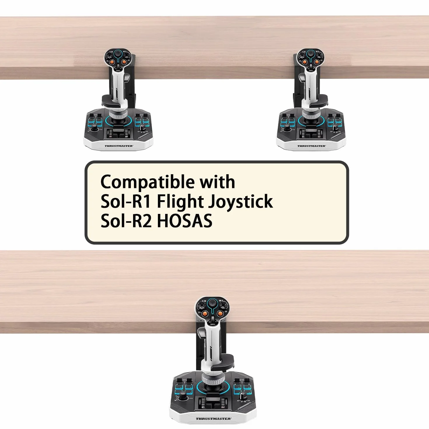 Supporto da scrivania in metallo compatibile con Thrustmaster SimTask Farmstick, T-Flight One, Hotas 4, Hotas X, T16000M FCS, TCA Sidestick, Sol-R1, Sol-R2