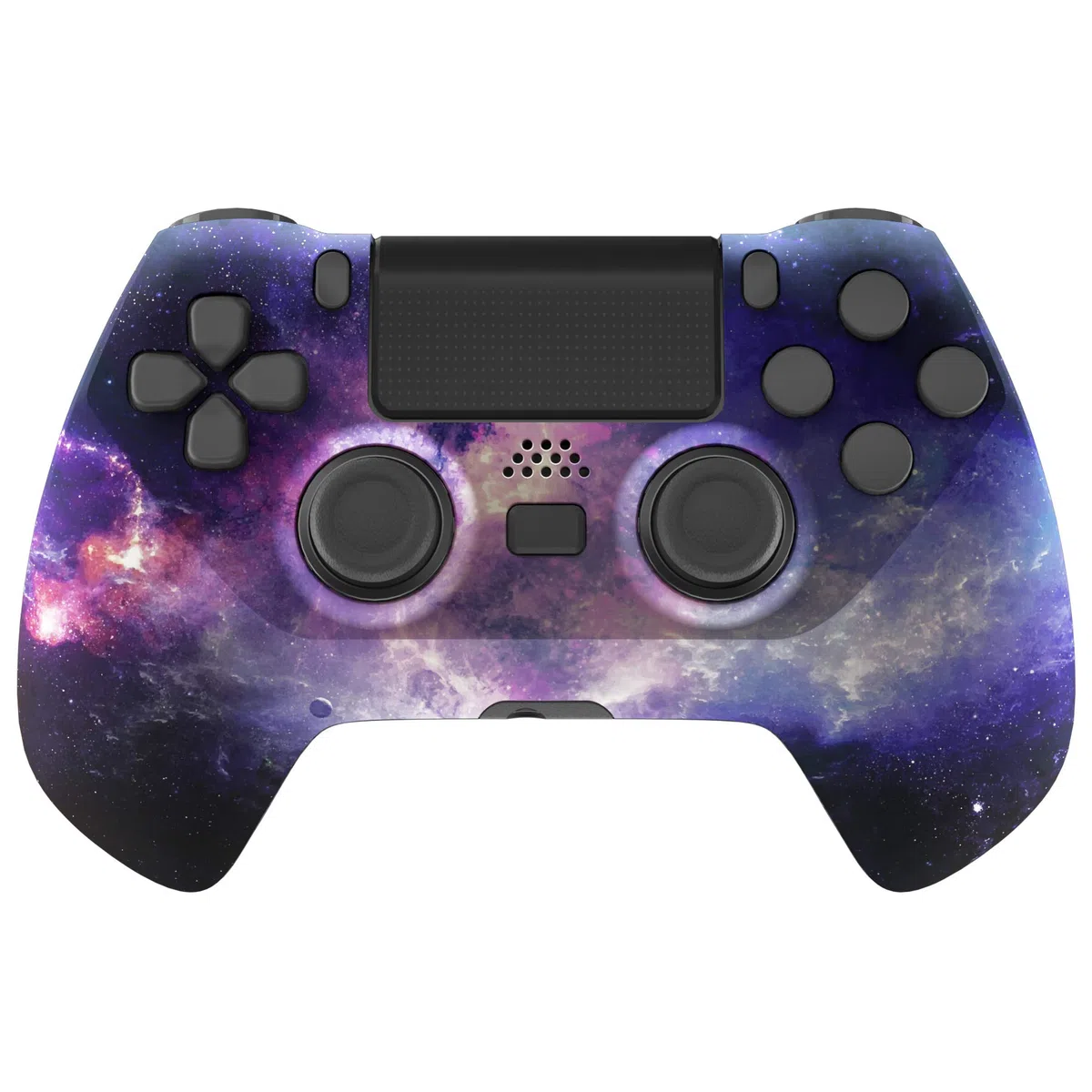 eXtremeRate DECADE Torneo Aggiornamento Kit per ps4 Controller CUH-ZCT2(Non Controller), Cover Shell&Tasti Posteriori&Trigger Stop, Accessori per ps4 Joystick JDM-040/050/055, Galassia Nebulosa
