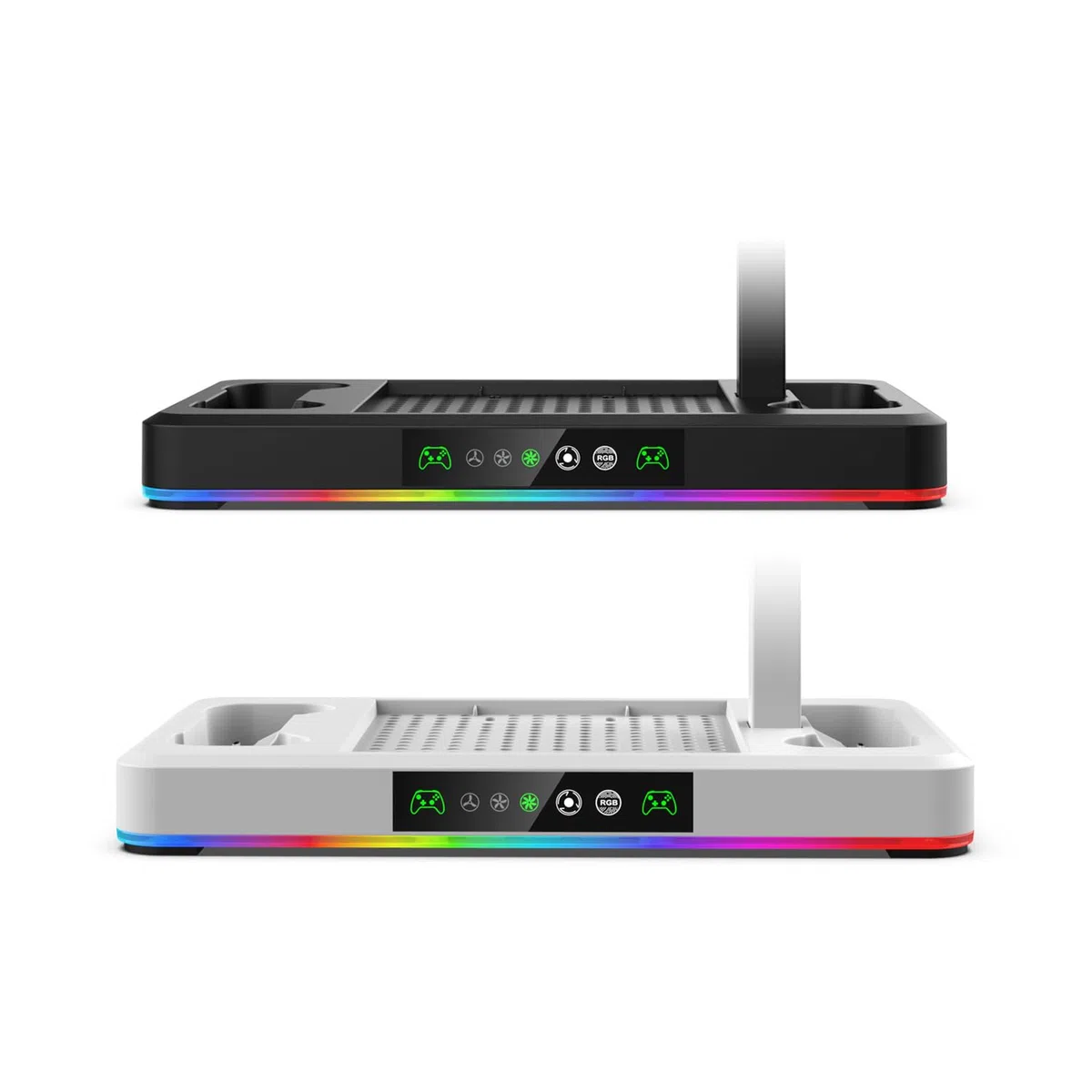 Base di raffreddamento RGB con ventola per Xbox Series X/S, caricatore controller e supporto cuffie (Nero)