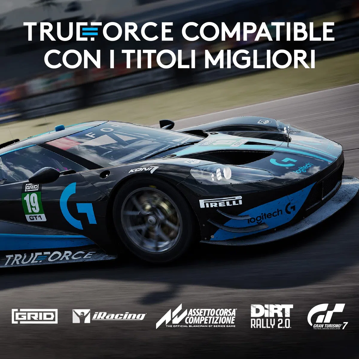 Logitech G G923 volante da corsa pedali ritorno di forza TRUEFORCE 1000 Hz design reattivo doppia frizione per PS5 PS4 PC Mac Nero