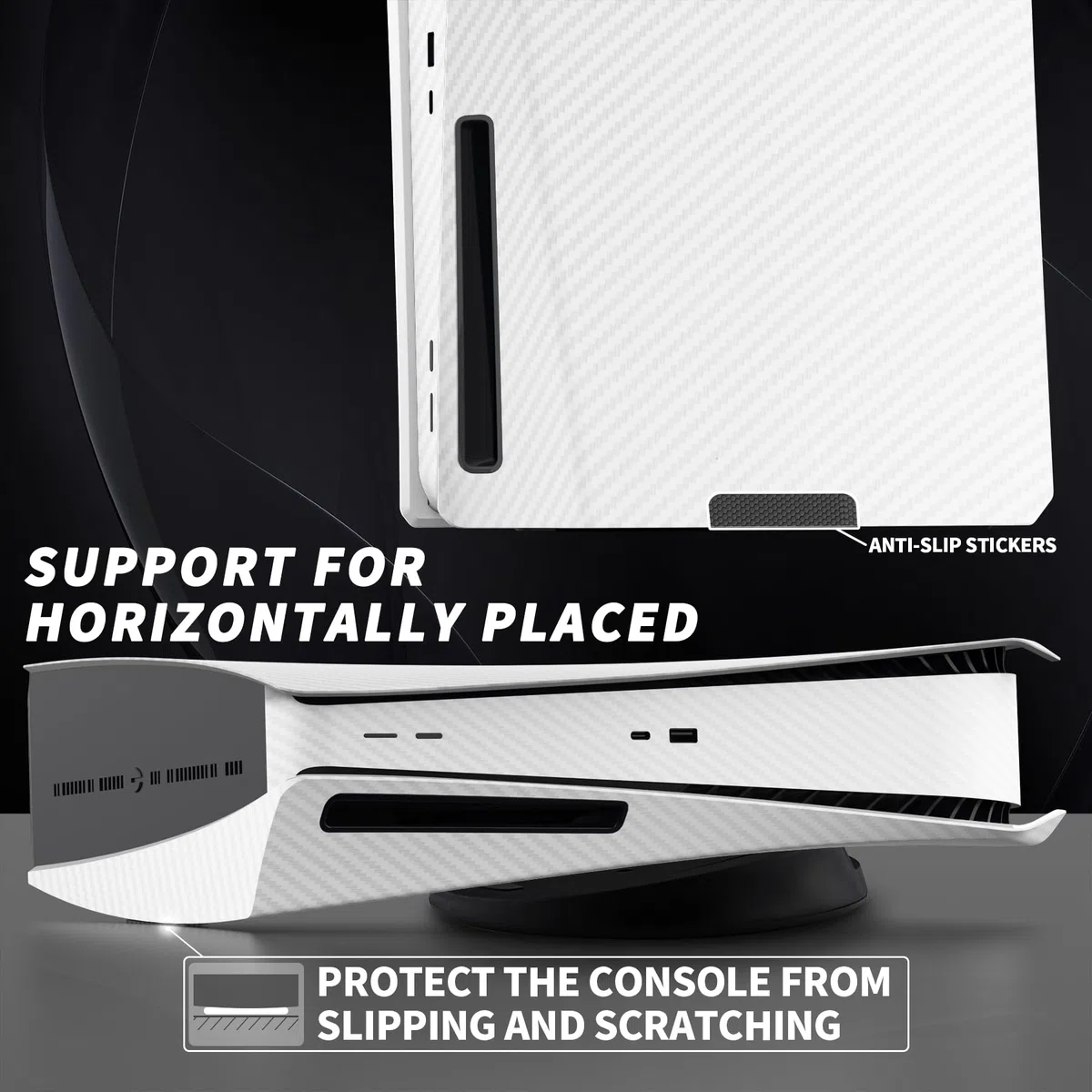 eXtremeRate eXcover Copertura per ps5 Console Disc Edition,Cover Coperchio Custodia Placca Shell Ricambio per ps5 Console Standard Versione-Fibra di Carbonio Bianca
