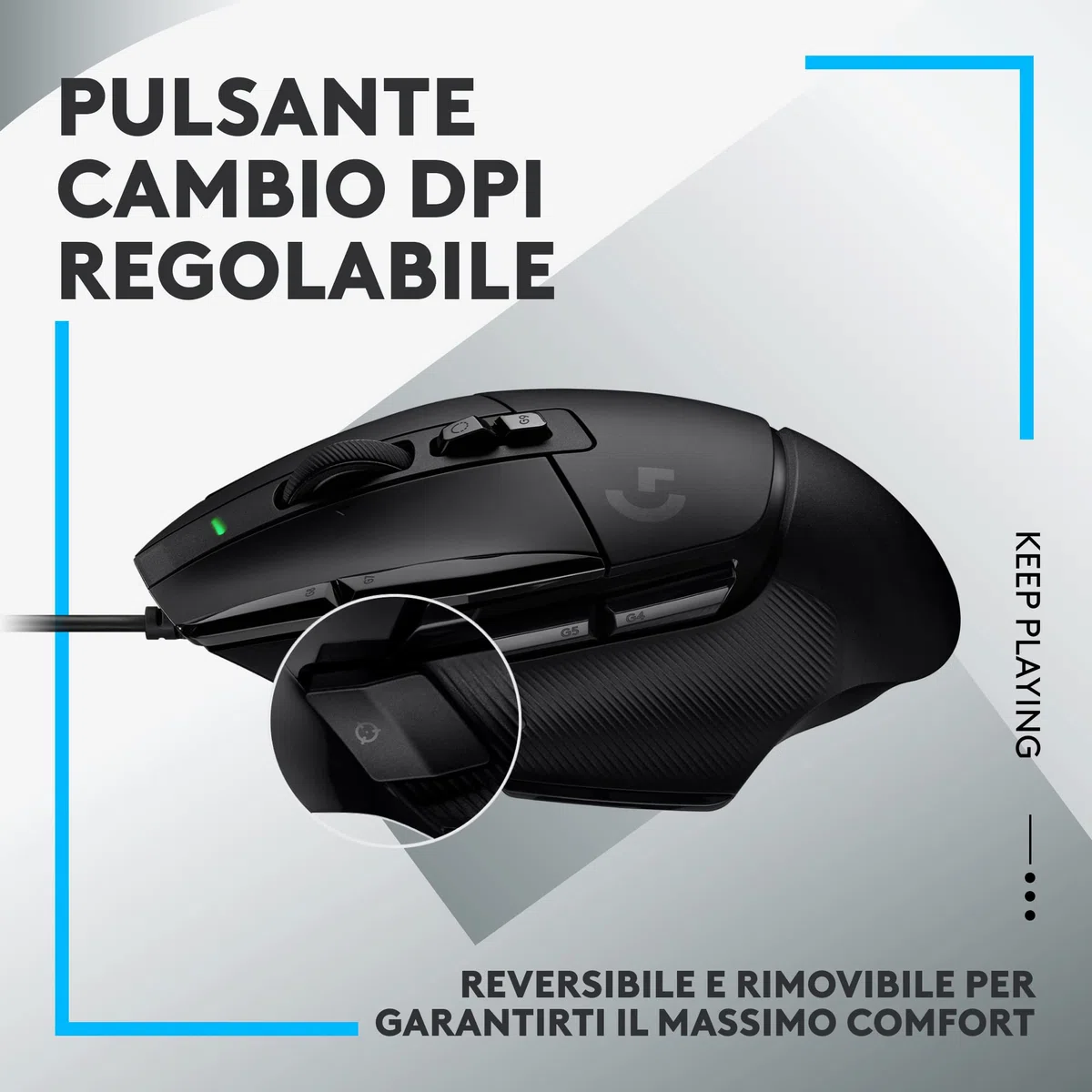 Logitech G G502 X Mouse Gaming Cablato - Switch Principali Ottico-Meccanici Ibridi LIGHTFORCE, Sensore per Gaming HERO 25K, Compatibile con PC, East Europe package - macOS/Windows - Nero