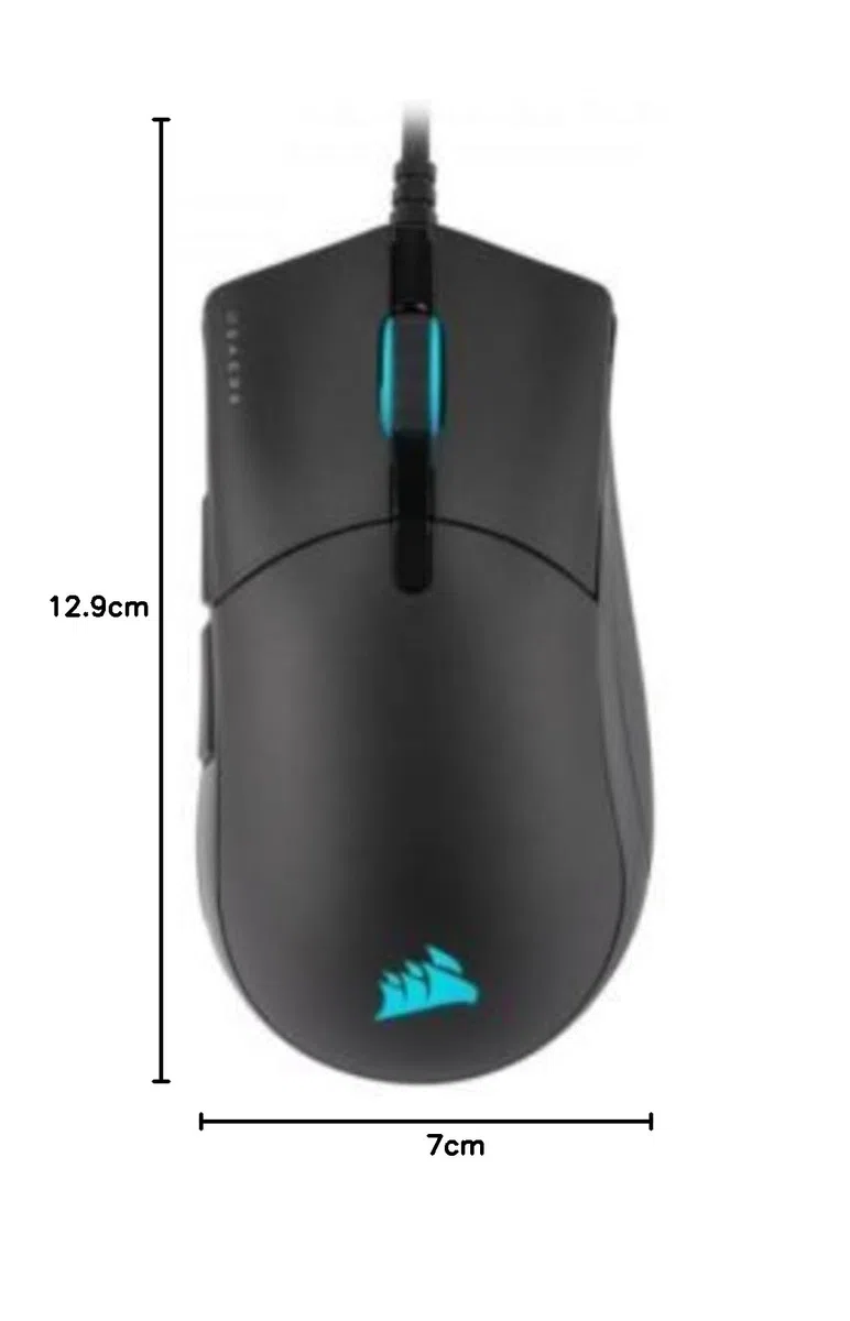 Corsair SABRE RGB PRO CHAMPION SERIES Mouse Gaming Ergonomico Leggero 74 g Cavo Paracord QUICKSTRIKE Nero