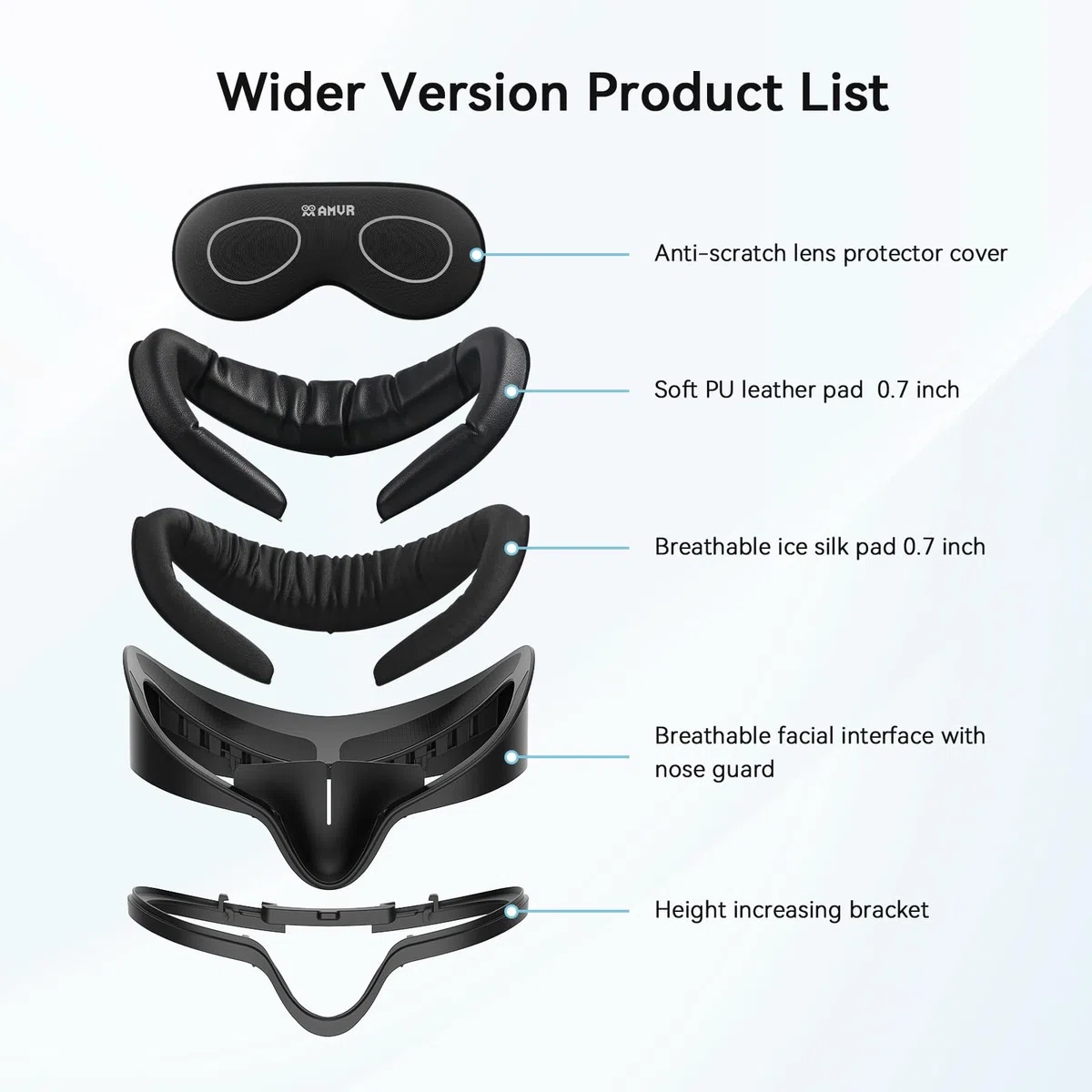 AMVR Facial Interface Face Pad Cover compatibile con Meta Quest 3S, cuscino facciale in PU e cotone traspirante Ice Silk