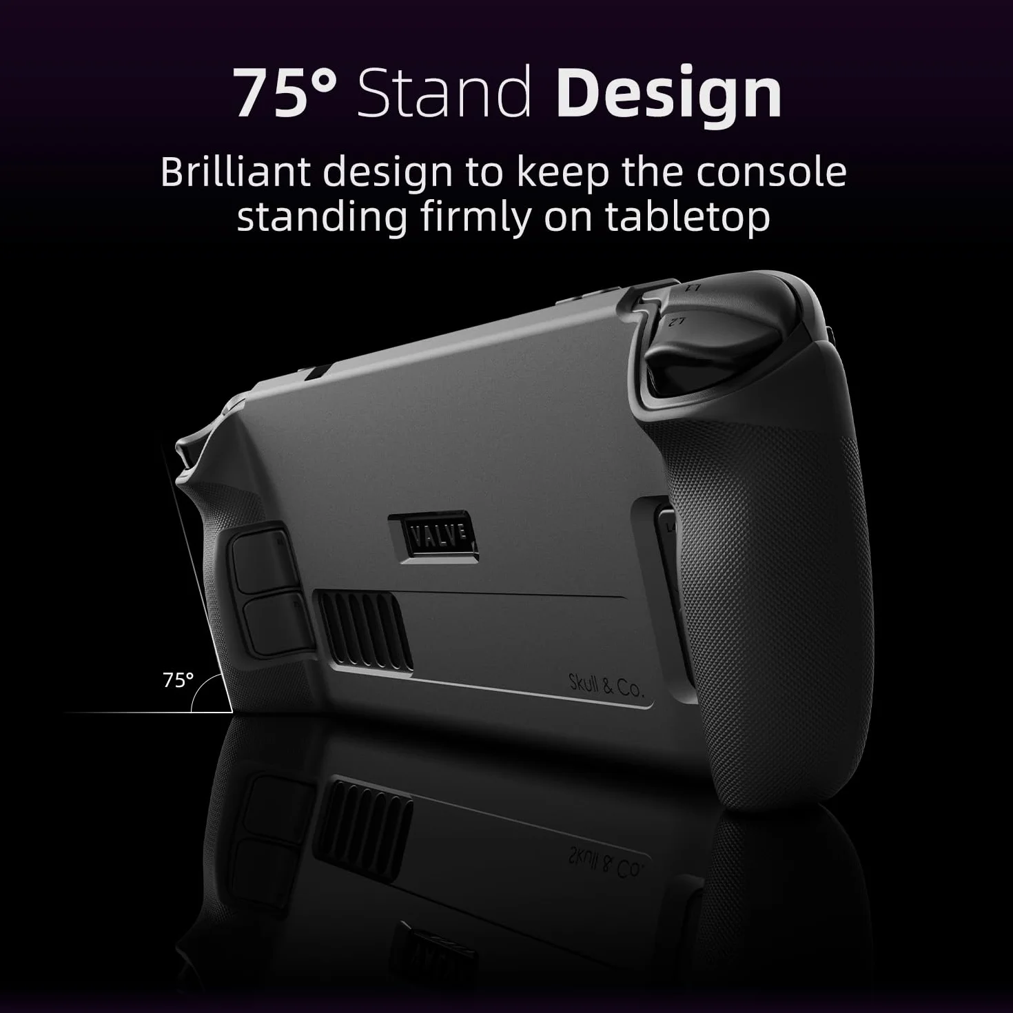Skull & Co. GripCase SD Bundle for Steam Deck/OLED: A Soft Protective Case with Textured Grips Full Protection and Stand, Shock-Absorption Non-Slip and Anti-Scratch Cover Design (with Carrying Case)