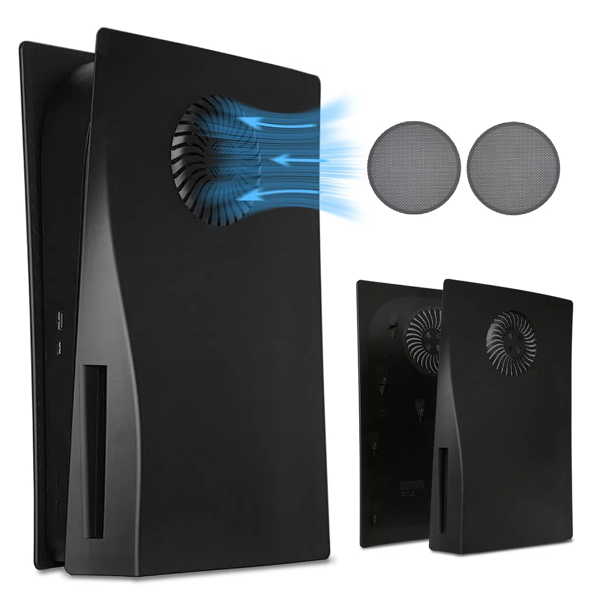 Dobewingdelou Placche con prese d'aria di raffreddamento e filtro antipolvere per edizione disco Piastra frontale Coperchio console Piastra laterale di ricambio Accessori ABS Nero
