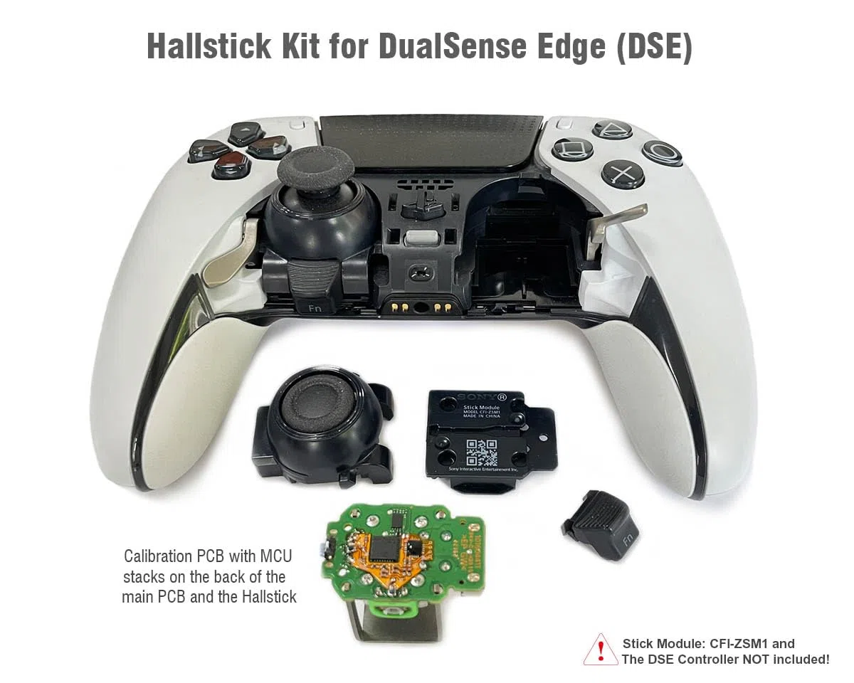 ElecGear Hall Joystick di Ricambio per DualSense Edge Controller, 2x Stick di Controllo Effetto Hall + 2x PCB di Calibrazione + Strumenti di Riparazione e Dissaldatura per Stick Analogici – HL-DSE
