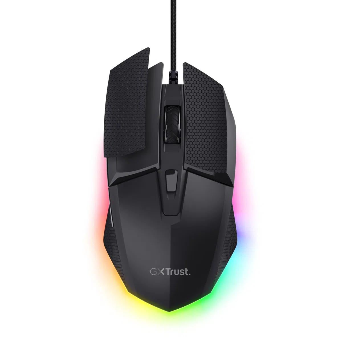 GXTrust 121 Felox+ Mouse Gaming con 6 Pulsanti Programmabili, 10000 DPI, USB 180 cm, Software Incluso, Illuminazione LED Multicolore, Mouse con Filo per PC, Portatile, Computer, Nero