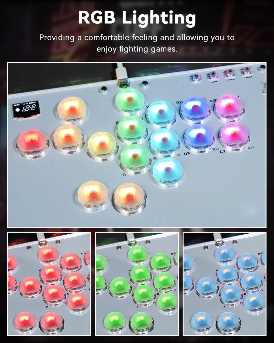 Sehawei Arcade Fight stick, Fighting Arcade Game Keyboard per PS4/Switch/PC/PS3/Steam Street Fight keypad with Turbo Functions & Custom RGB（T16）