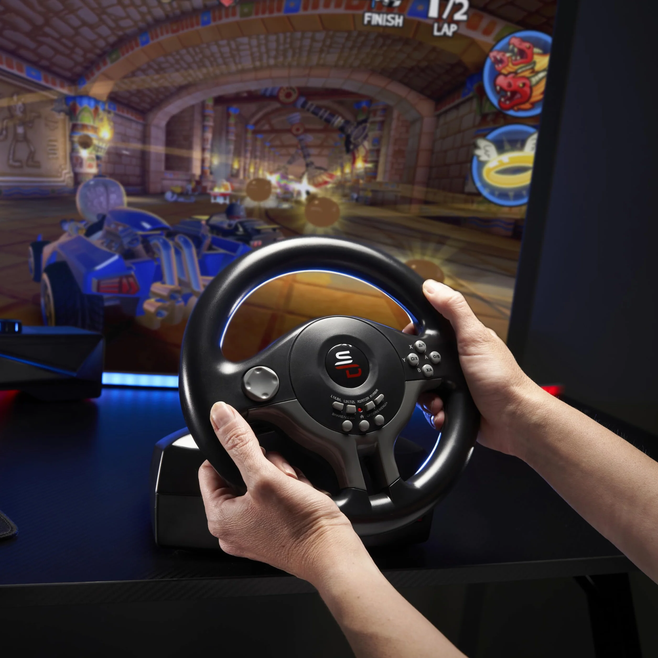 Subsonic Superdrive SV200 , Volante con pedali, Per PS4, XBOX ONE, PC, Switch e PS3, Non compatibile con PS5, Nero