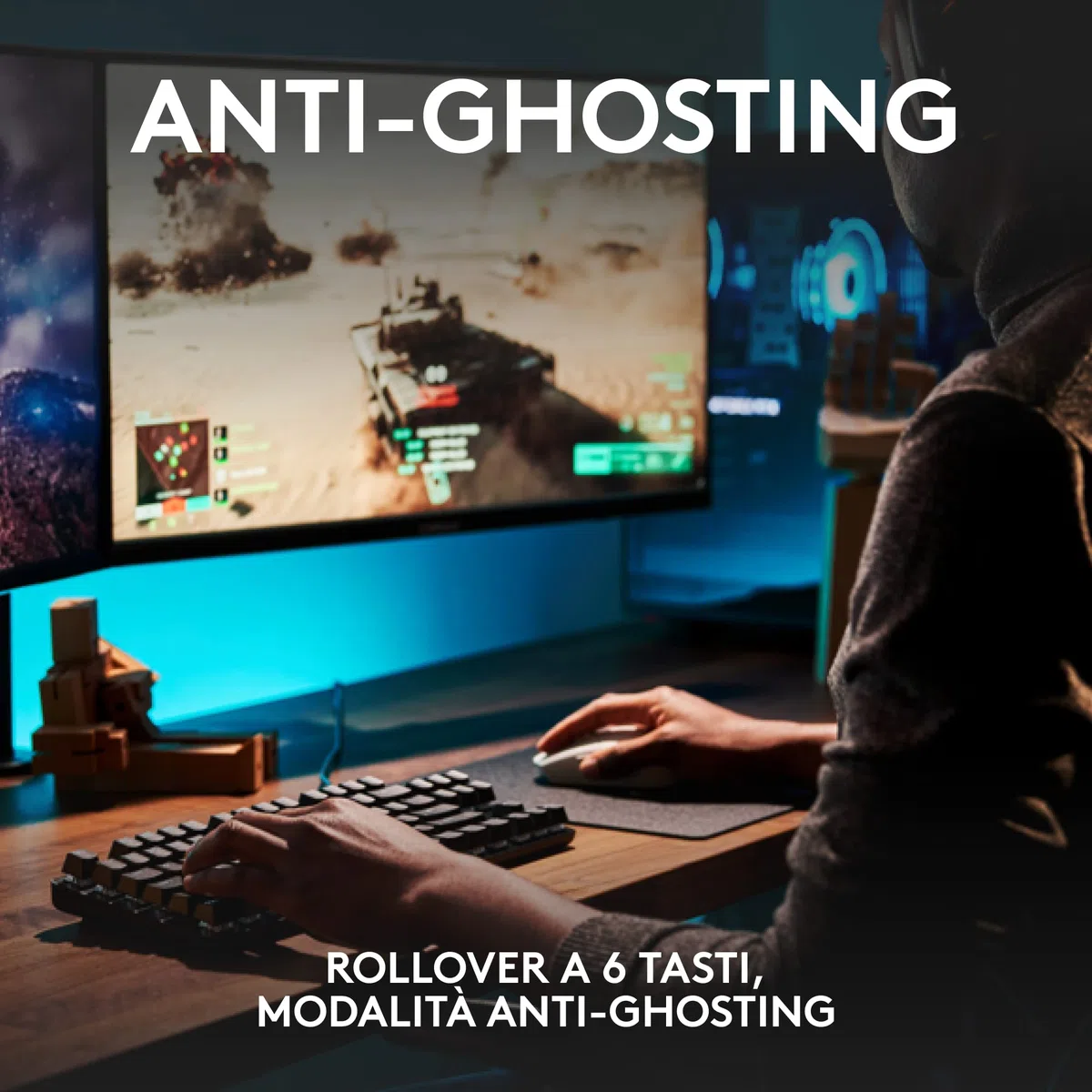 Logitech G G413 SE Tastiera Meccanica Gaming Full Size, Retroilluminata, Switch Meccanici Tattili, Anti-Ghosting, Alluminio Nero, Layout Italiano QWERTY