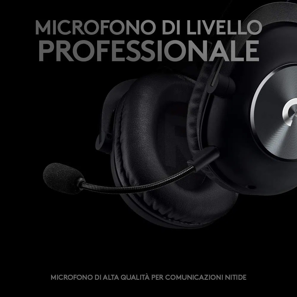 Logitech G PRO Cuffia Gaming Cablata con Microfono, Driver Audio PRO-G 50 mm, Alluminio, Acciaio, Memory Foam, per PC/PS/Xbox/Nintendo Switch, Nero