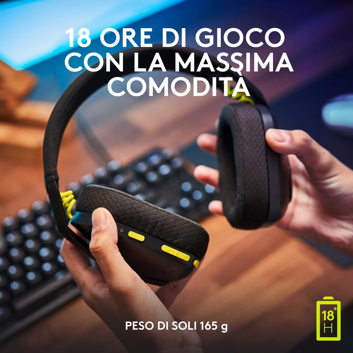 Logitech G G435 Lightspeed Wireless Bluetooth Gaming Headset Over-Ear Lightweight 18h Battery Dolby Atmos PC PS4 PS5 Switch Nero