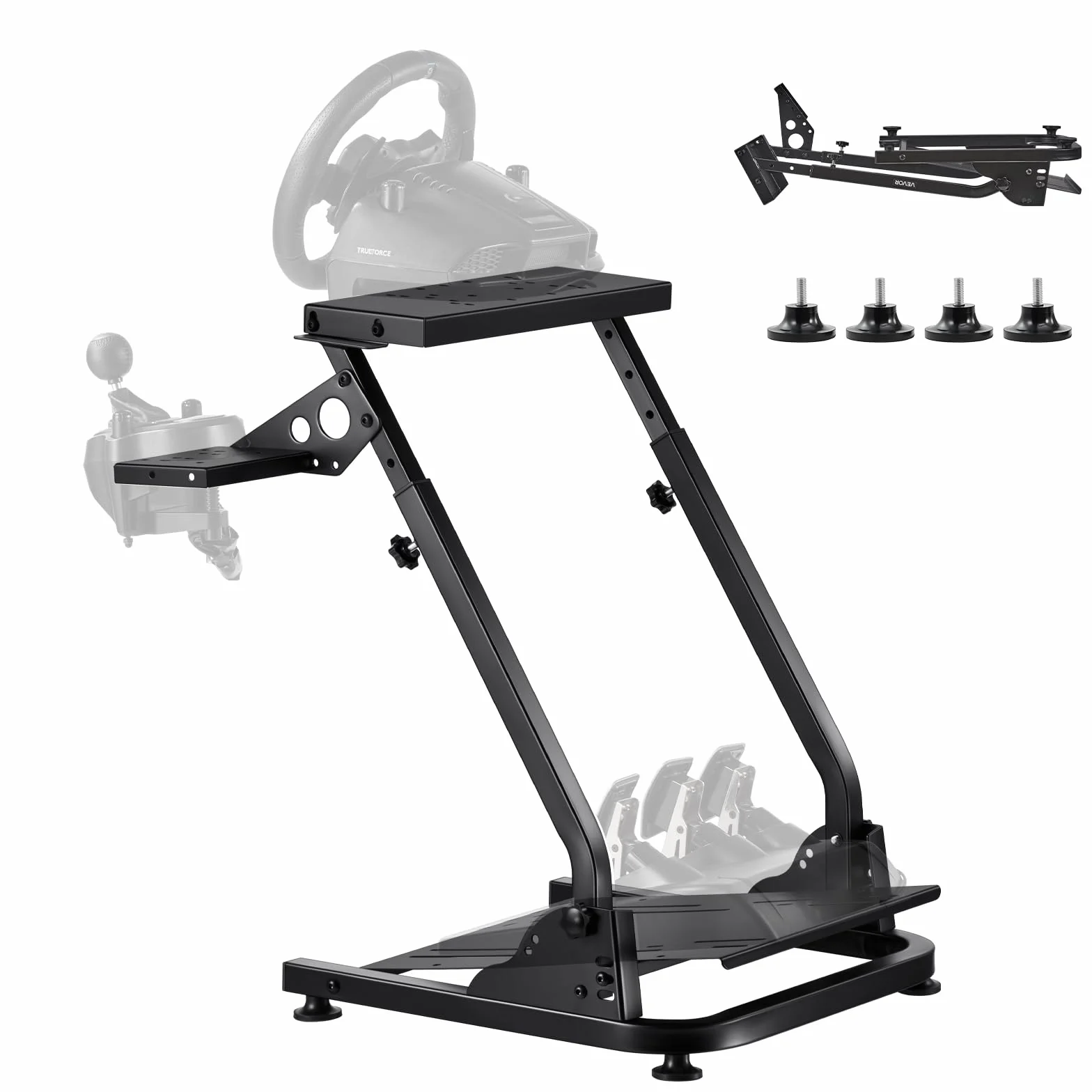 VEVOR Supporto Volante da Corsa Pieghevole Regolabile per Logitech G29 G27 G920 G923 Thrustmaster T300RS T300GT T248 TS-PC TSXW Gaming Cockpit