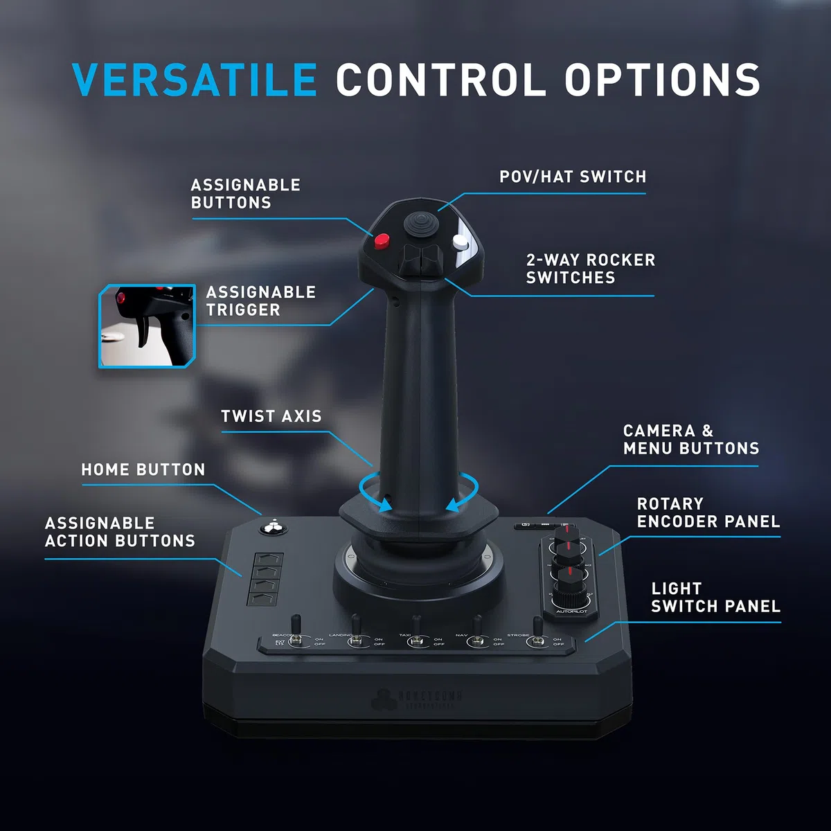 Honeycomb Foxtrot Aviation Stick – Flight stick per simulazione di volo, meccanismo gimbal premium, sensori Hall Effect 16-bit, design ambidestro, compatibile con MSFS 2024/2020 per PC & Mac [Mac]