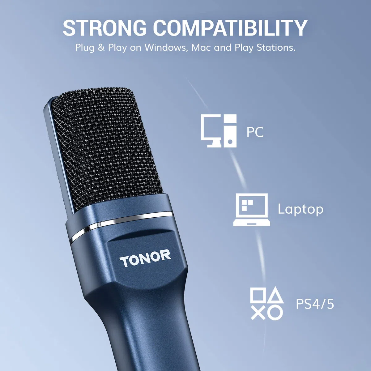 TONOR PC Microfono USB Cardioide Condensatore per Computer Gioco Mic Plug & Play con Treppiede e Filtro Pop per Registrazione Vocale, Podcasting, Streaming, Video di Youtube per Laptop PC Desktop