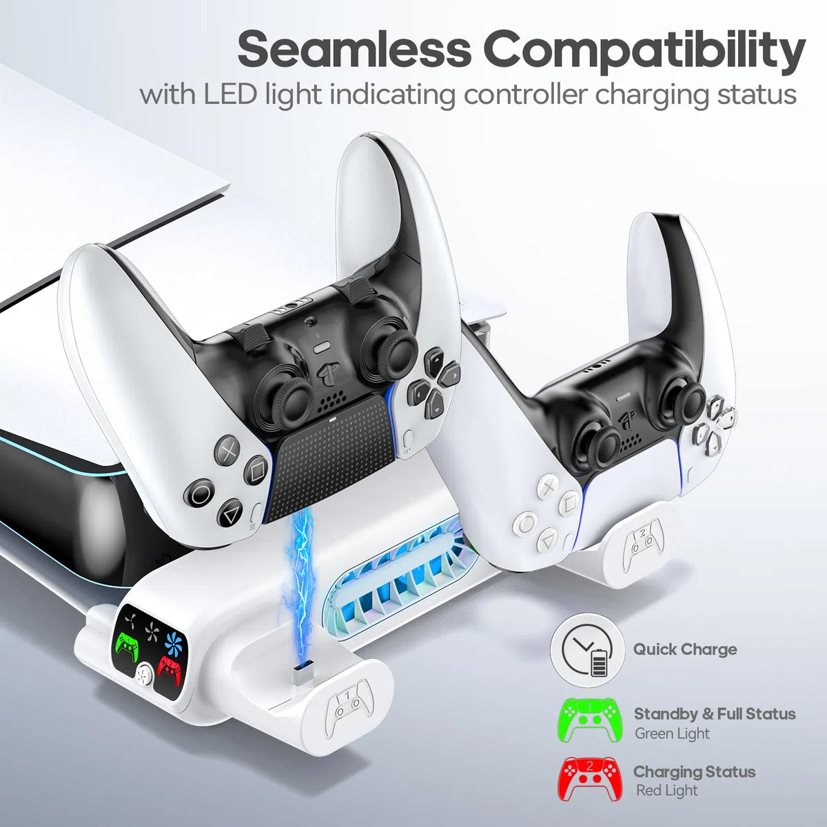 Tokluck Supporto Orizzontale PS5 Slim Pro Raffreddamento Ricarica