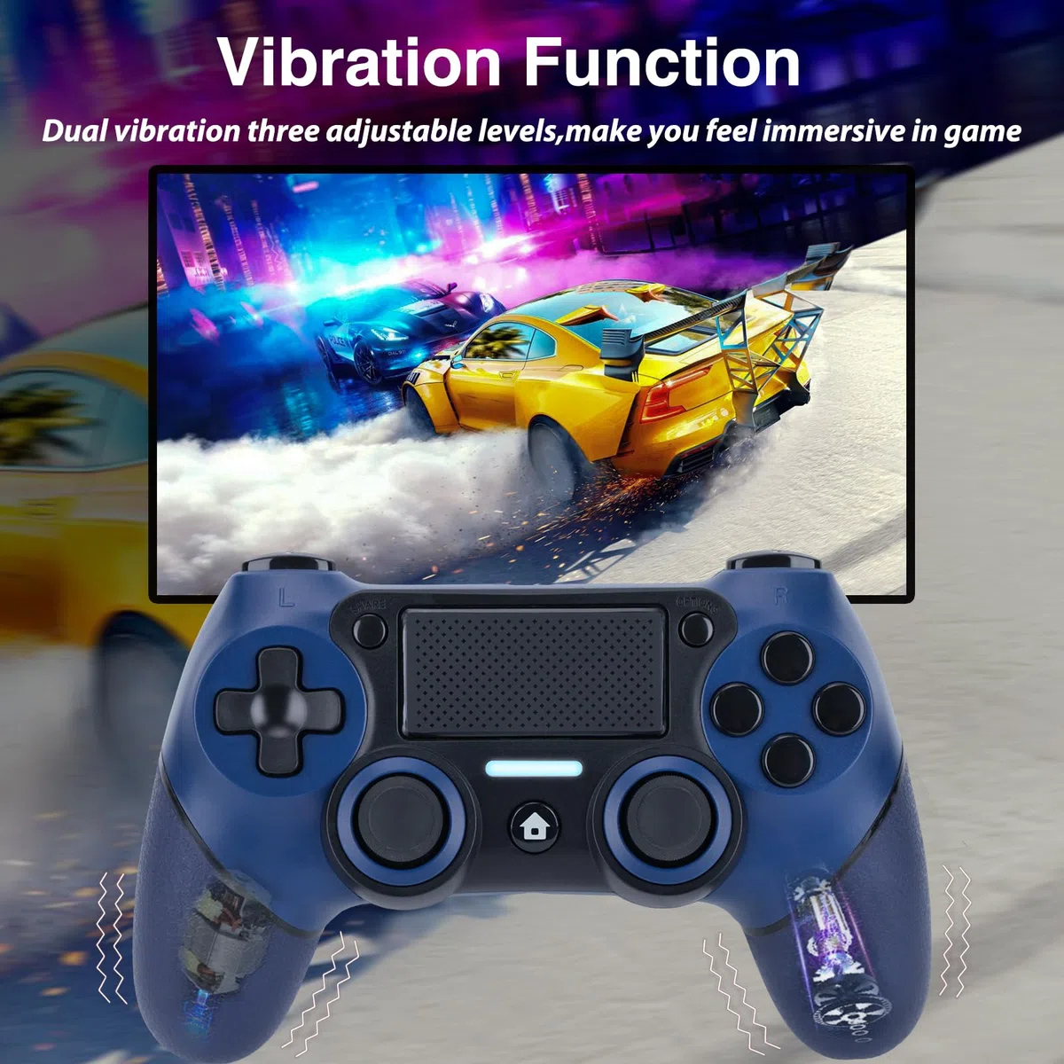 VooFun Wireless Controller per PS4 Pro Slim, Bluetooth con Vibrazione, Touchpad, Sensore 6 Assi, 1000mAh