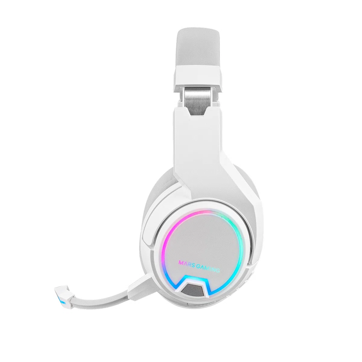 Mars Gaming MHW-100 Bianco Cuffie Wireless ARGB Flow Microfono ENC Rimovibile Ultraleggero Cancellazione Passiva Rumore Compatibilità Universale