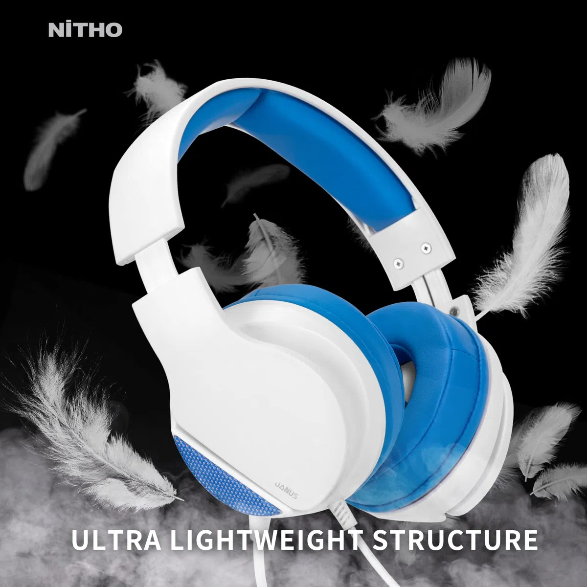 NITHO Janus Gaming Headset Over-Ear 50mm Driver Microphone Jack 3.5mm PC PS4 PS5 Xbox One Series X|S Smartphone Tablet Blu
