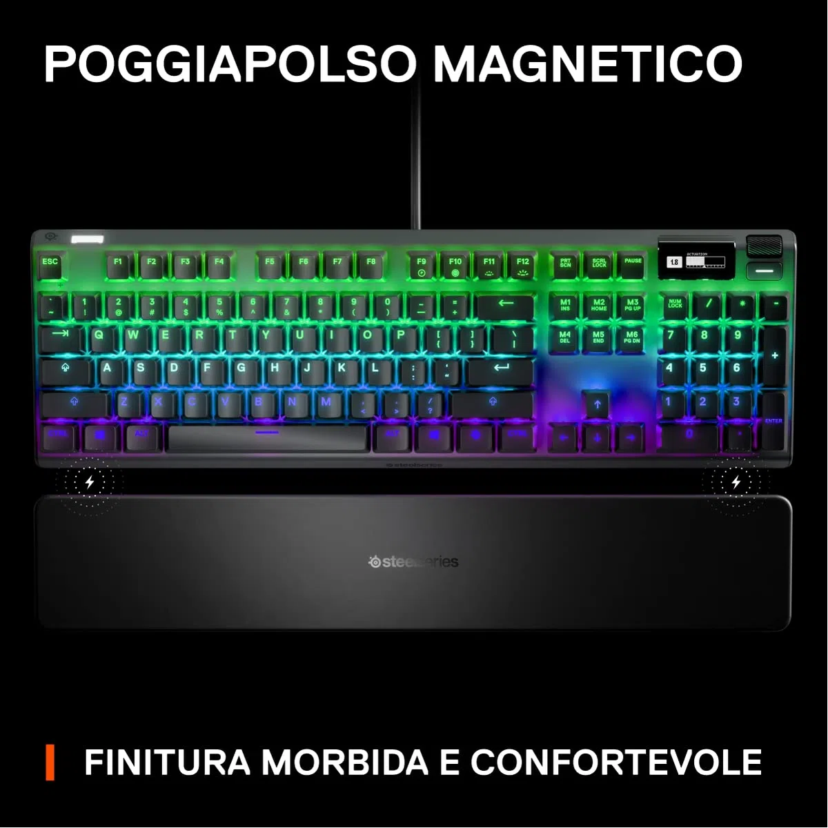 SteelSeries Apex Pro HyperMagnetic Tastiera da gaming - La più veloce al mondo - Azionamento regolabile - Schermo OLED - RGB - USB Passthrough - Layout Americano (QWERTY)