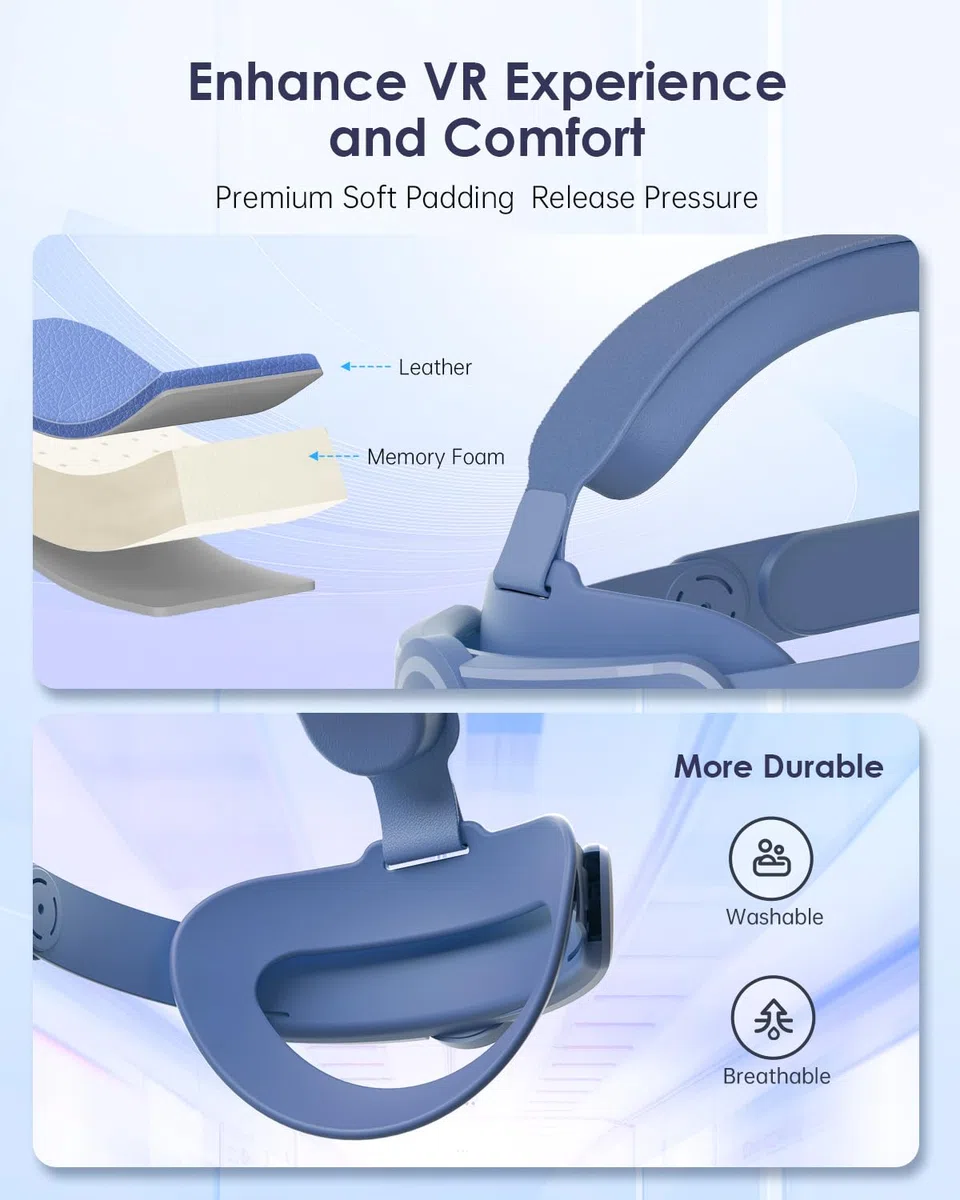 Cinturino per la testa compatibile per Quest 3S Accessori Confortevole Stabile Elite Strap - Blu Elementale