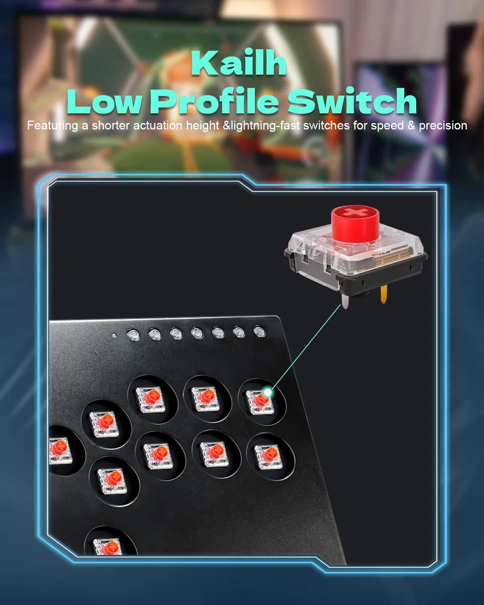 JZW-Shop Arcade Stick, Controller Arcade a 16 pulsanti per Switch, PC, PS4, PS3, Steam Deck, Joystick Arcade Fighting Stick con Turbo e RGB personalizzato, Hot Swap e Supporto SOCD (M16-EU)