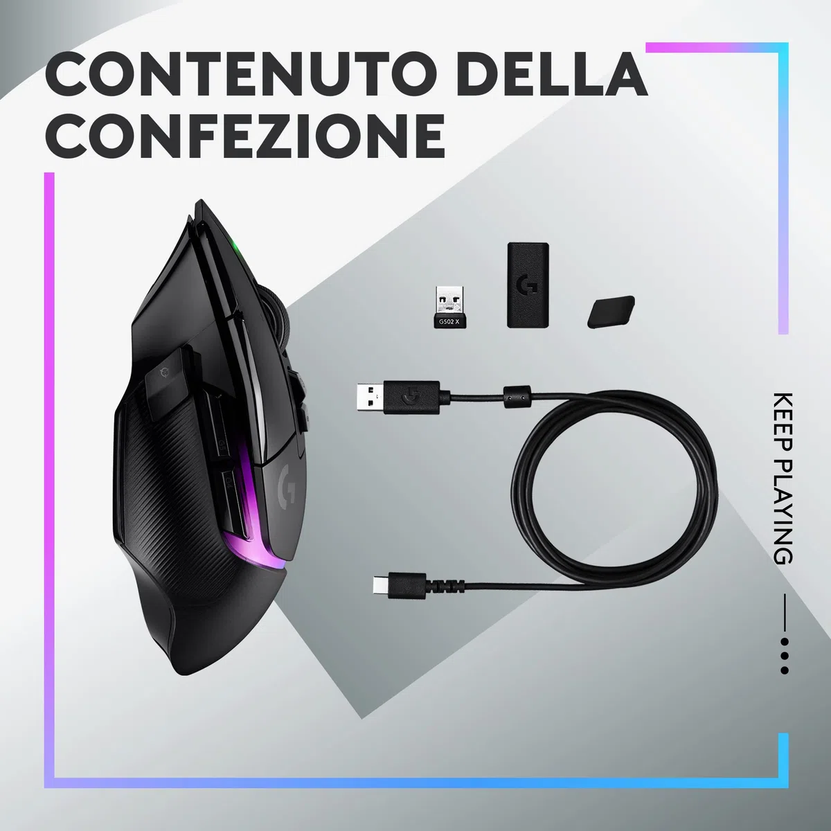 Logitech G G502 X PLUS Wireless Gaming Mouse LIGHTSPEED RGB HERO 25K Nero