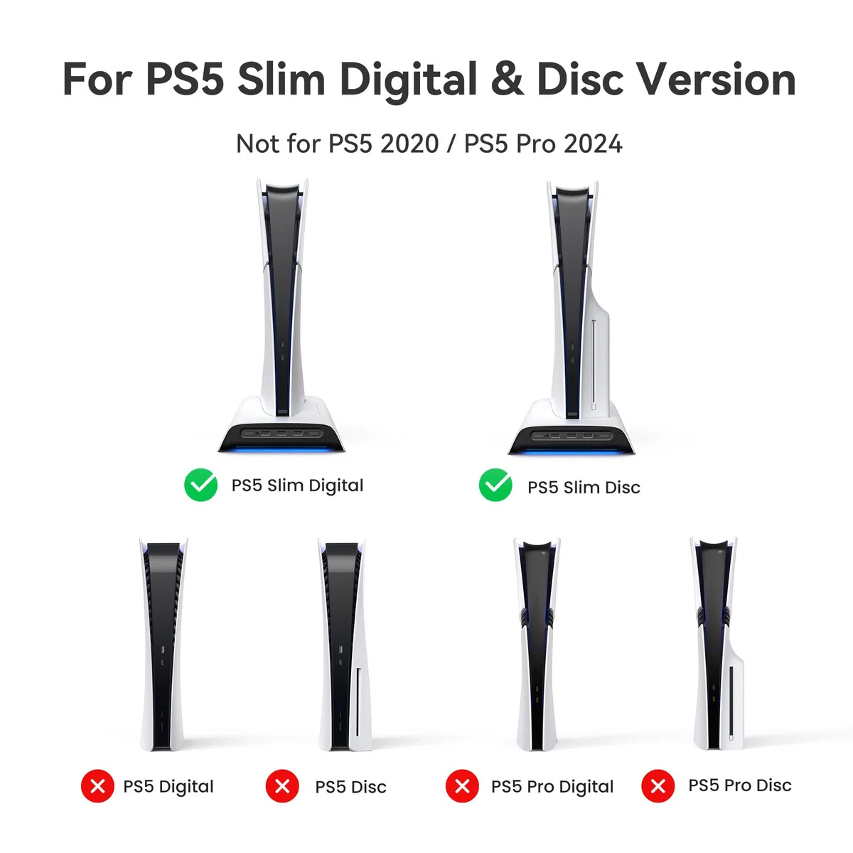 KIWI design D3 Supporto di Raffreddamento e Stazione di Carica PS5 Slim con Controller RGB, Ventola a 2 Livelli