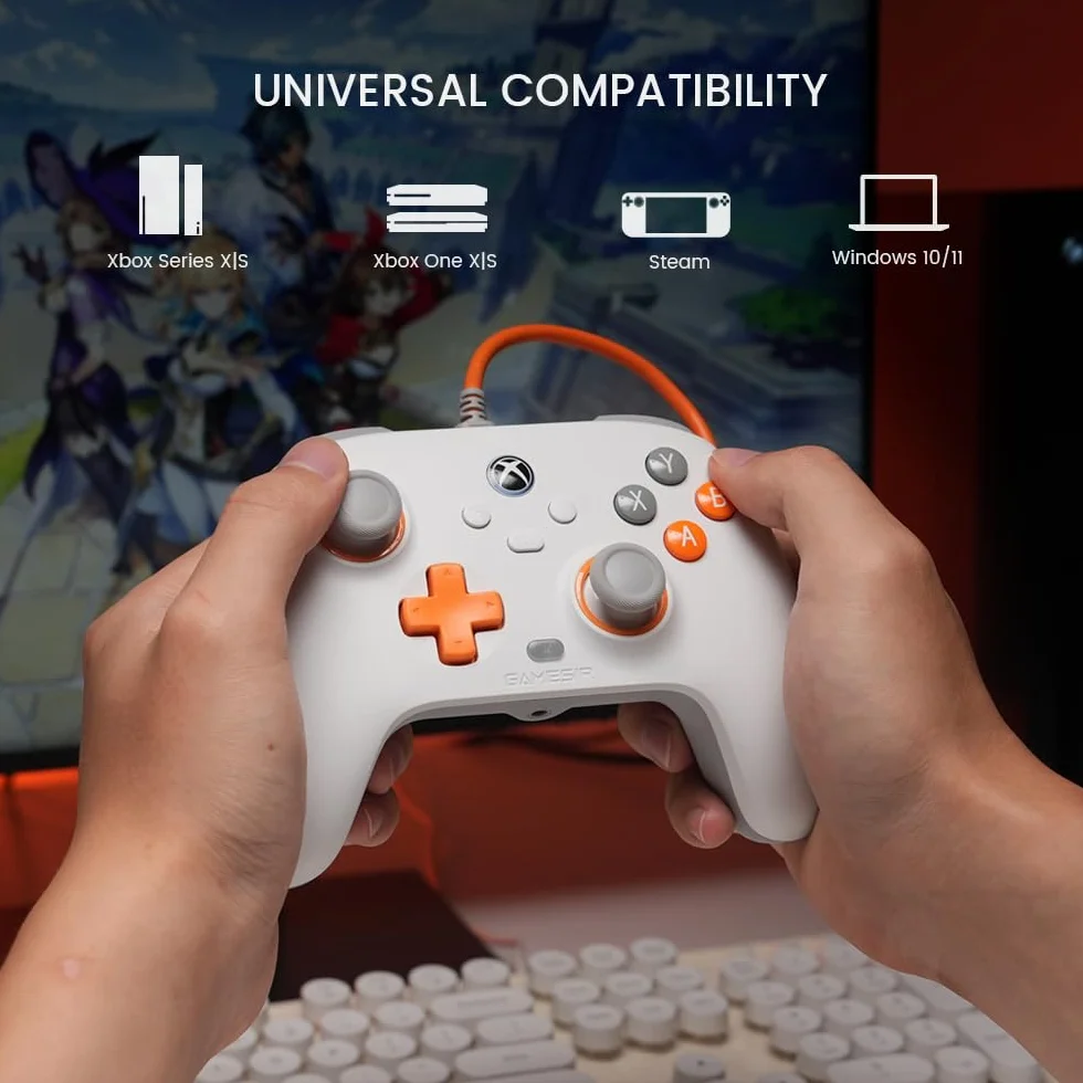 GameSir T7 Controller Cablato per Xbox Series X|S, Xbox One, Windows 10/11, Gamepad Plug and Play con Joystick ad Effetto Hall, Jack 3,5 mm - Bianco