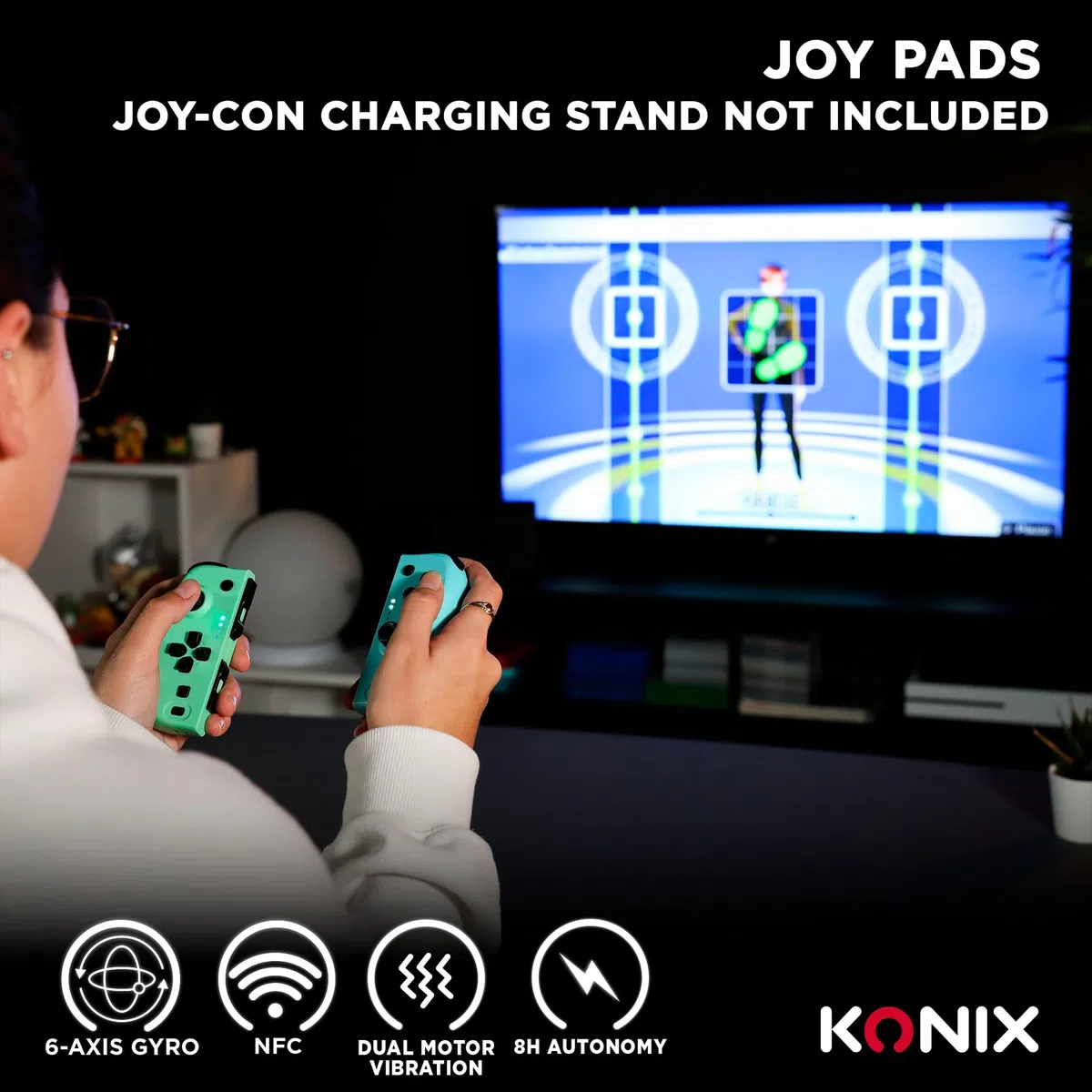 Konix Joypad controller do Nintendo Switch, Switch OLED, Switch 2 - 8h bateria, wibracje, zielono-niebieski
