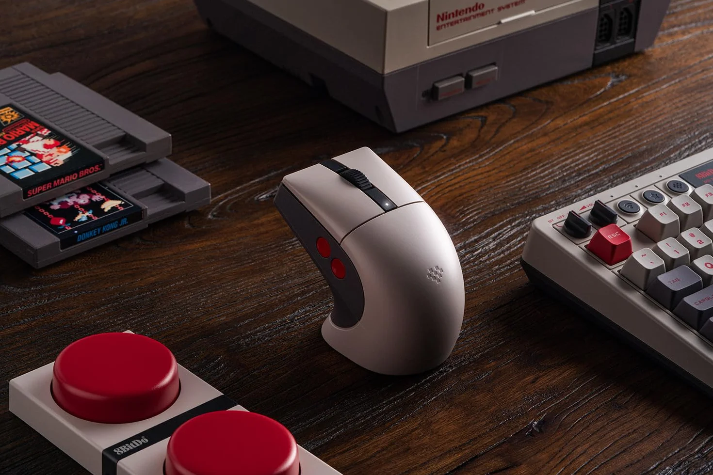 8BitDo Retro R8 Mouse with Charging Dock, PAW 3395 Optical Sensor DPI 26,000, Wireless Mouse with 4K Polling Rate, Programmable Buttons, and Kailh Sword GM X Micro Switches - N Edition