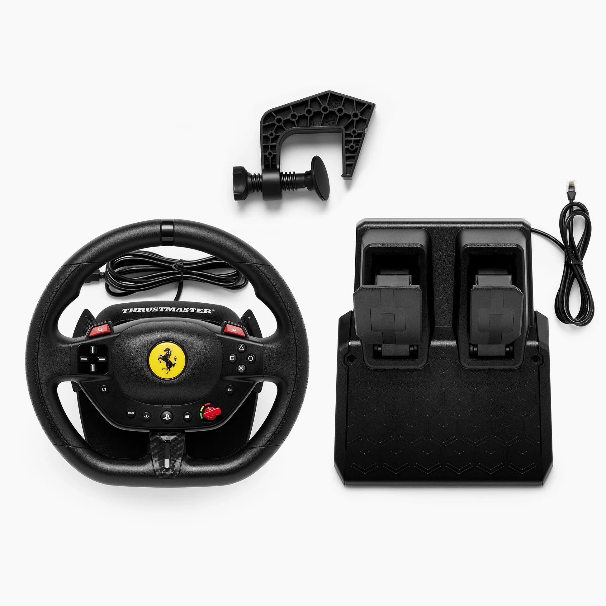 Thrustmaster T98 Ferrari 296 GTB Volante da Corsa con Pedali PS5 PS4 PC Replica Ufficiale Ferrari Tecnologia Bungee Cord Sensori Magnetici H.E.A.R.T