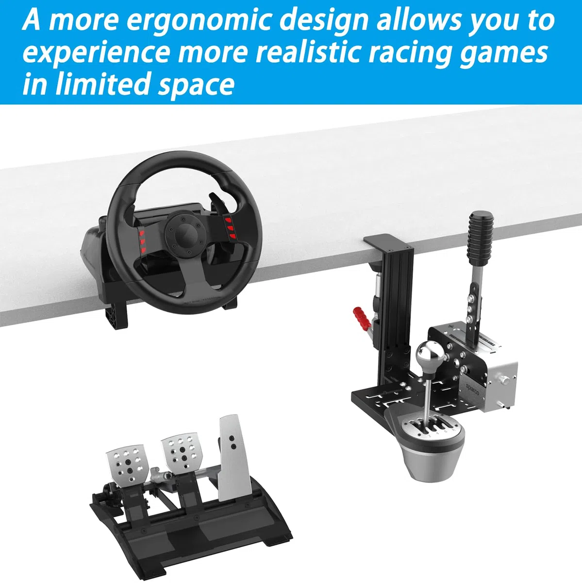 Supporto Universale da Scrivania per Cambio Sim e Freno a Mano Compatibile con Logitech G Driving Force, Thrustmaster TH8A e TSS, Fanatec ClubSport