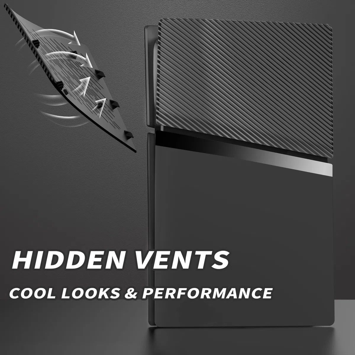 eXtremeRate eXcover Copertura Ricambio Compatibile con ps5 Slim Console Digital Edition, Cover Coperchio Custodia Placca Shell Ventilata per ps5 Slim Digitale Console, Nero