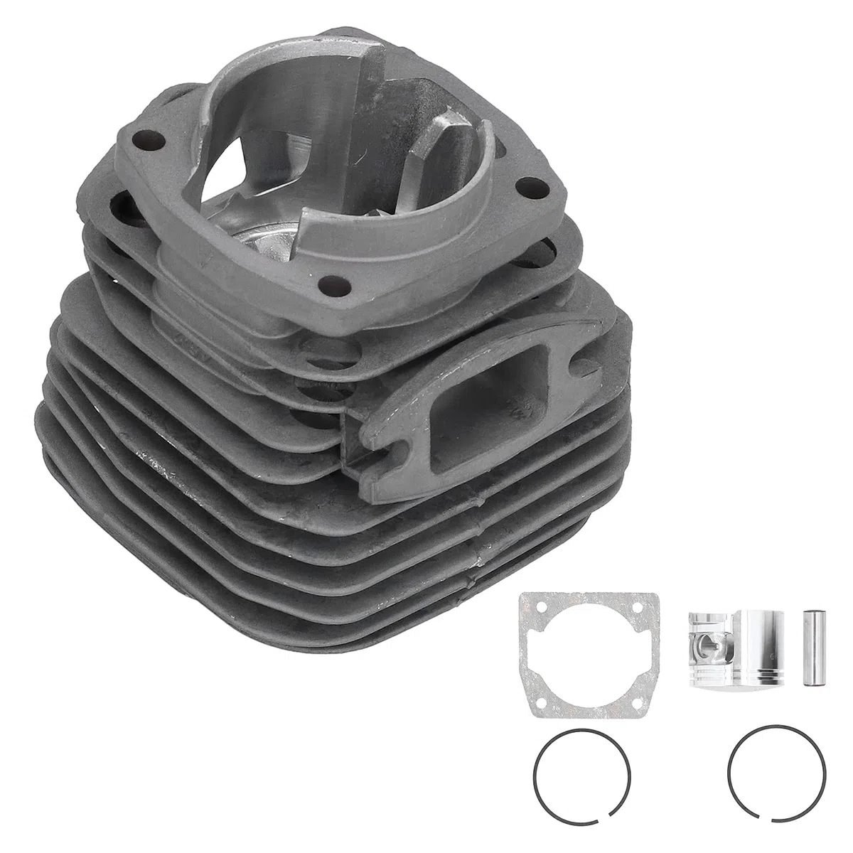 Kit Cilindro e Pistone 45.2mm, Ricambio per Motosega a Benzina 58cc, Anelli e Clip Pin in Ferro e Lega di Alluminio - Alta Durabilità, Resistente all'Usura, Ricambi Universali pe