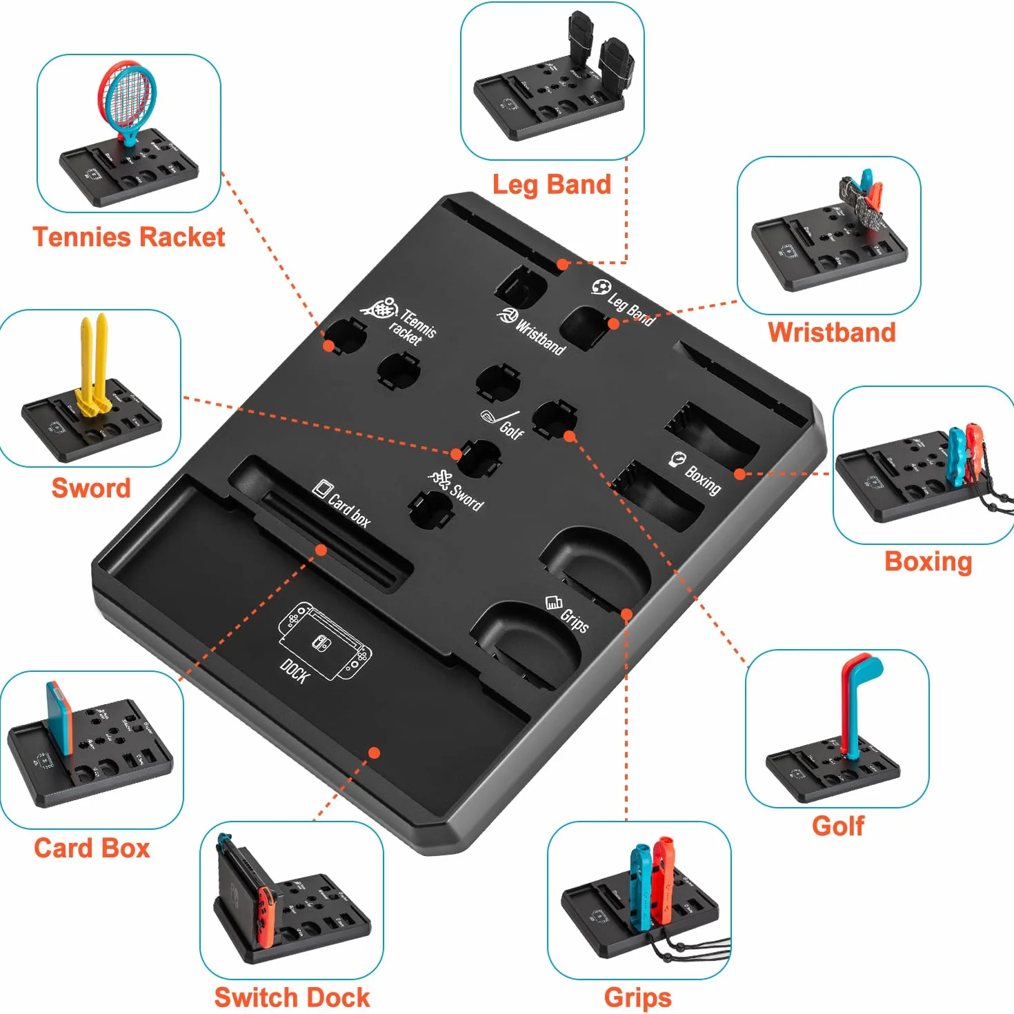 16-in-1 Accessori per Switch Sport, Accessori per Nintendo Switch Sport/Switch Joycon, Regalo di Natale Set di Gioco per Famiglia con Griff Organizer Joycon Compatibile con Switch 2 2025