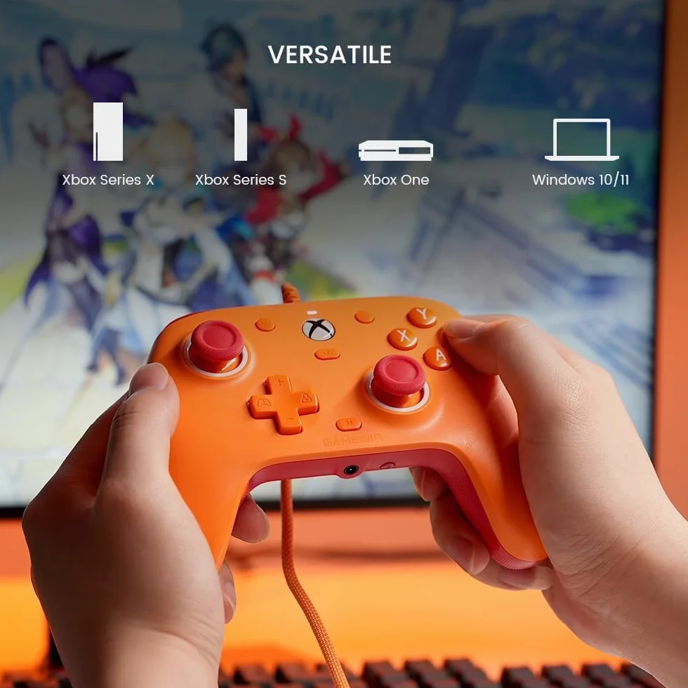 GameSir G7 SE Wired Controller per Xbox Series X|S, Xbox One e Windows 10/11, Gamepad a Effetto Hall, Jack Audio 3,5 mm (Arancia)