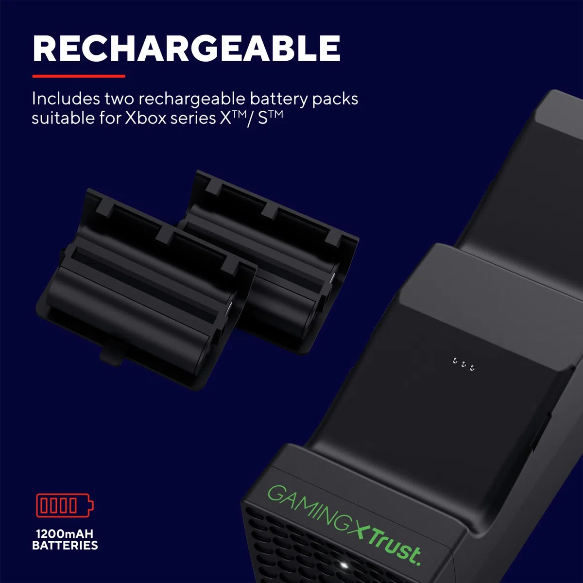 Trust Gaming GXT 250 Ricarica Controller Xbox Series X/S, Docking Station e Indicatore di LED Base di Ricarica Controller, Doppia Stazione di Ricarica per Controller