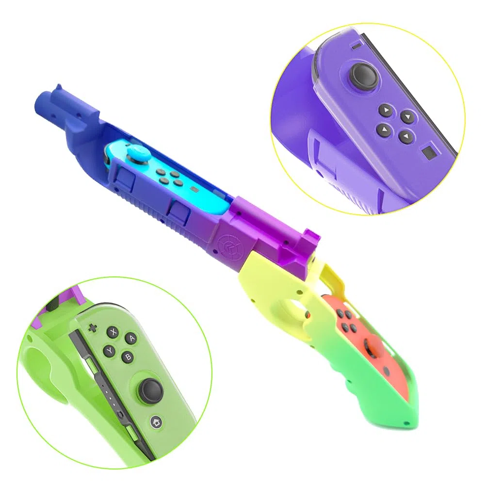 RREAKA Game Gun for Splatoon 3 for Nintendo Switch/OLED for Joycons, for Joy-Con Game Gun Controller Gaming Hand Grips Accessories for Switch Shooting Games Purple Yellow