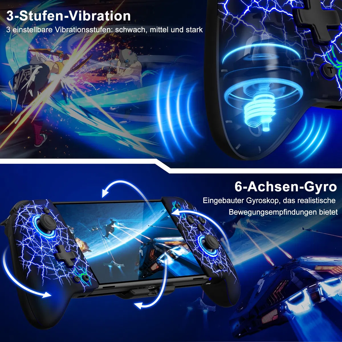 Controller Switch Portatile con Giroscopio a 6 Assi, 1000mAh Programmabile Turbo per Switch/OLED