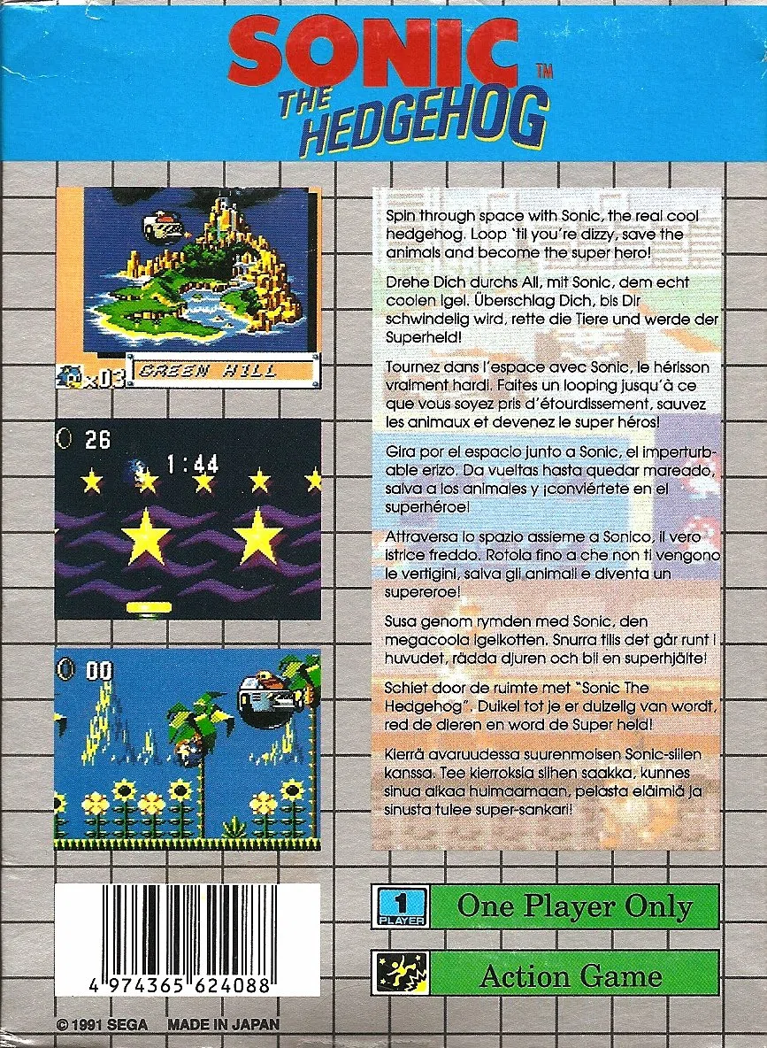 Videogioco SONIC The Hedgehog per SEGA GAME GEAR cartuccia PAL Italiana + confezione e manuale ORIGINALE