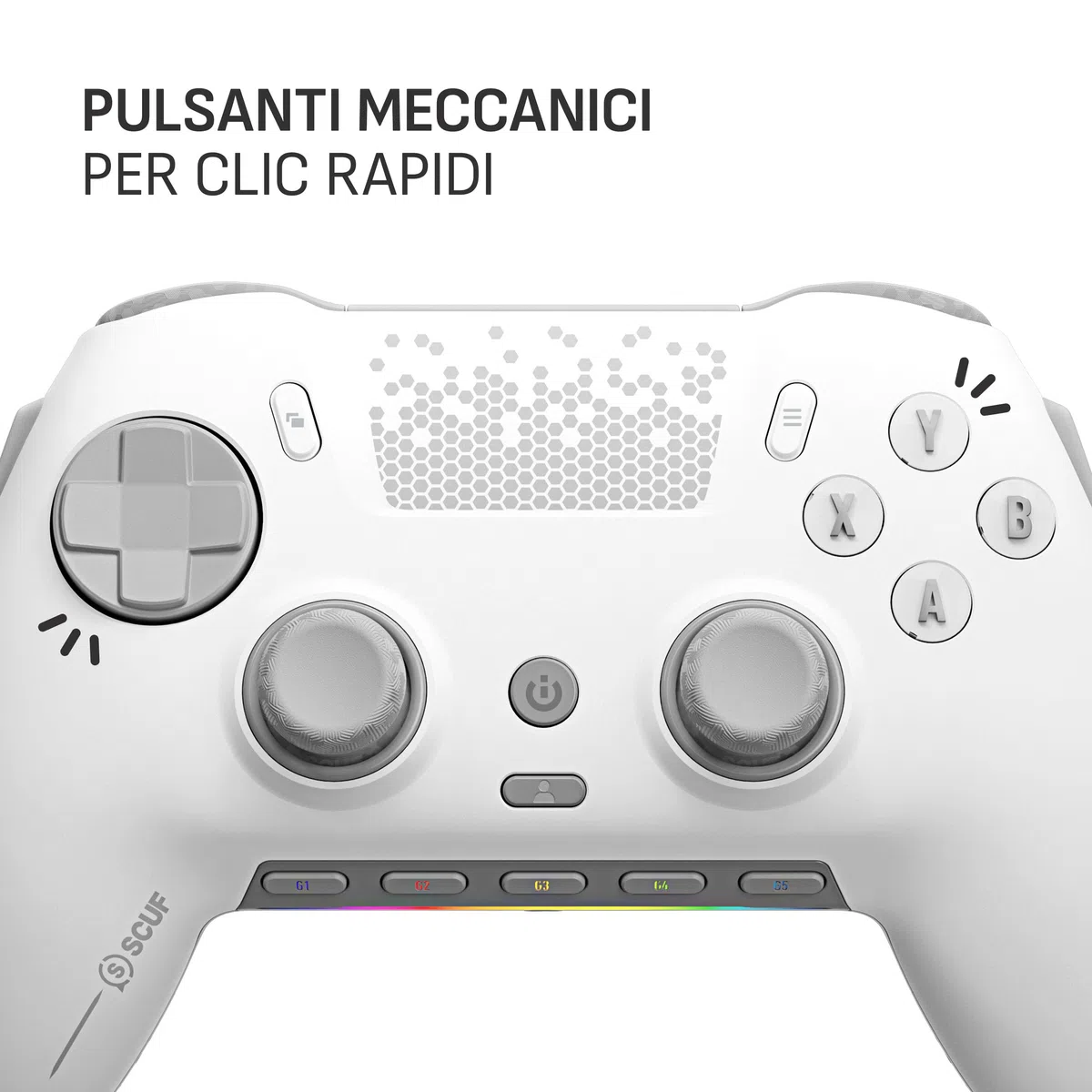 SCUF ENVISION PRO Wireless V1 (2023) Controller per PC da gioco - Cinque tasti G rimappabili - Paddle posteriori rimappabili - Trigger istantanei - Compatibile con iCUE - Bianco