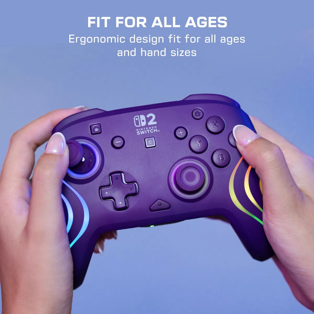 Turtle Beach Afterglow Viola Controller da gaming RGB wireless con licenza ufficiale per Nintendo Switch 2