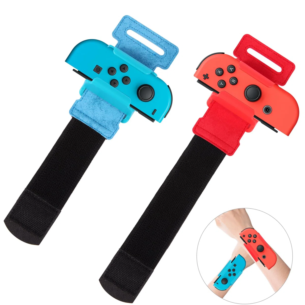 Bracciali Compatibile con Dance 2024 2023 2022 2021, Cinghie da Ballo Elastiche e Regolabili per Switch & Switch Oled, Confezione da 2 per Adulti e Bambini,Rosso e Blu
