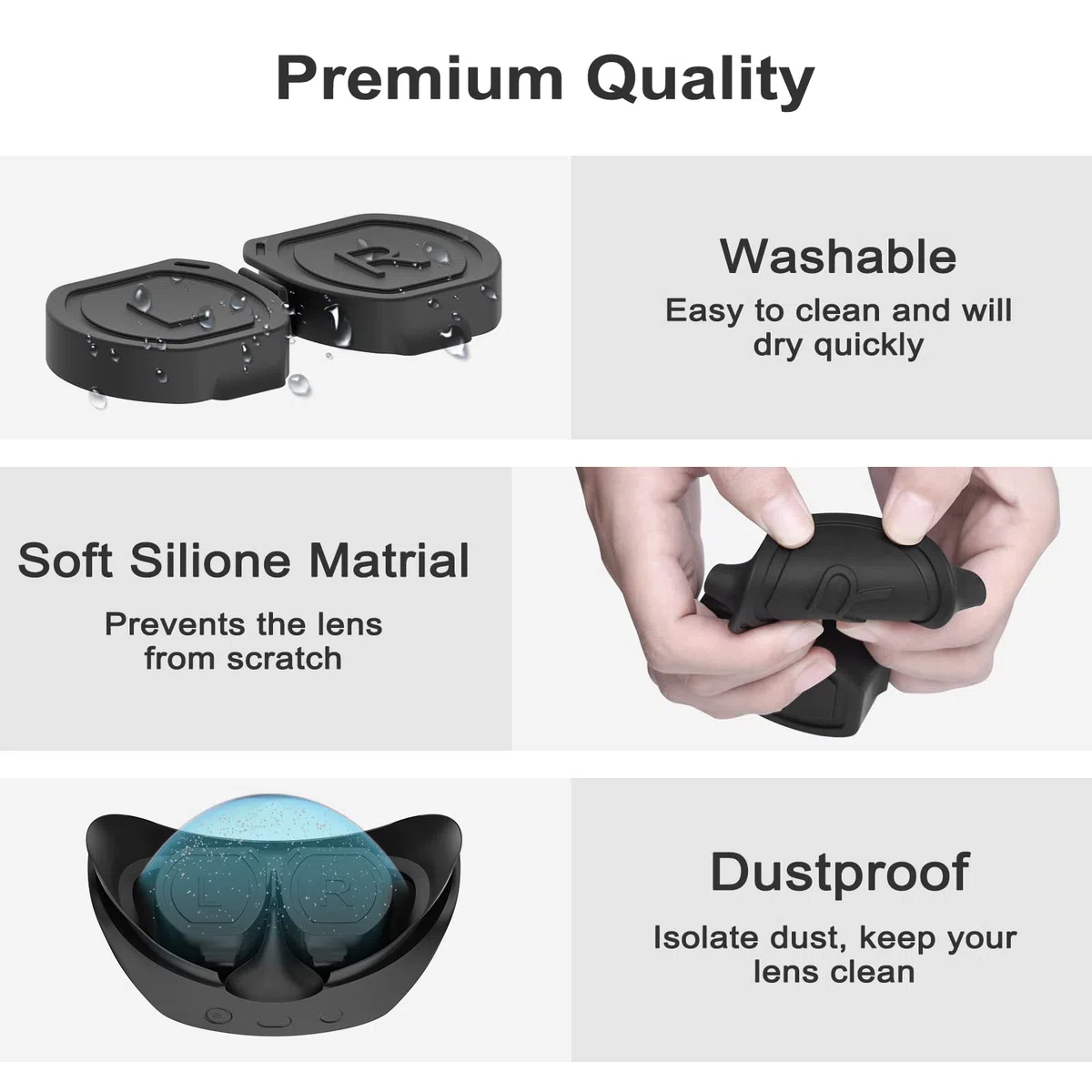 FASTSNAIL Confezione da 2 protezioni per obiettivo compatibili con PlayStation VR 2, lenti lavabili per PS VR2, anti-graffio antipolvere, copriobiettivo, accessorio compatibile con PS5 VR2
